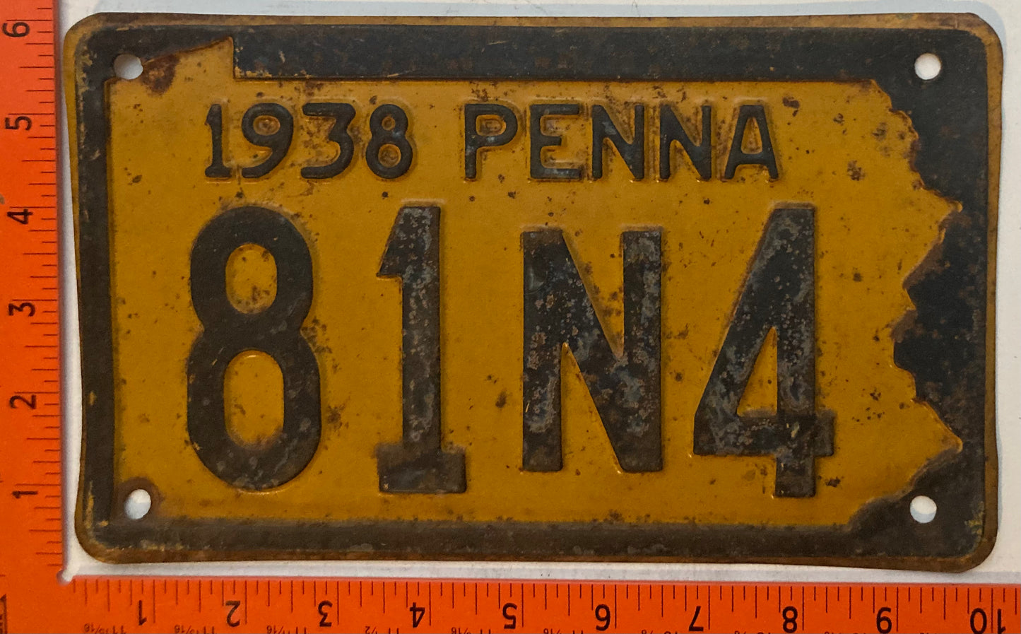 1938 Pennsylvania #81N4 Passenger License Plate