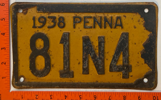 1938 Pennsylvania #81N4 Passenger License Plate
