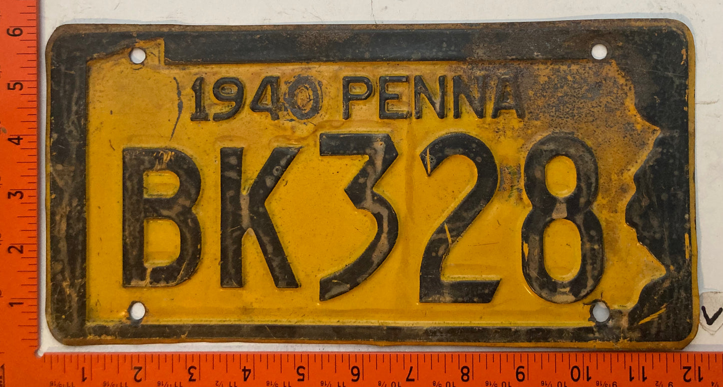 1940 Pennsylvania #BK328 Passenger License Plate