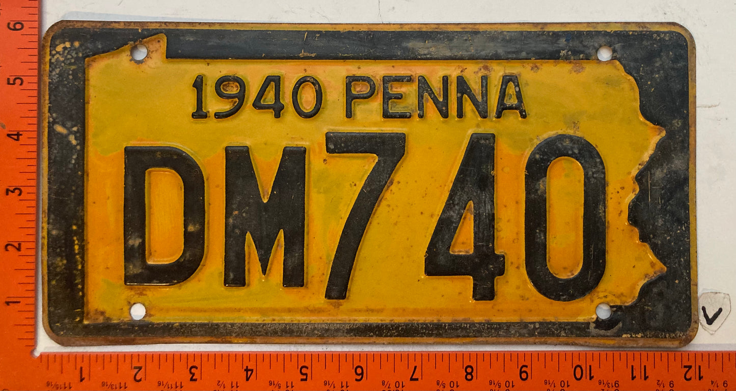 1940 Pennsylvania #DM740 Passenger License Plate