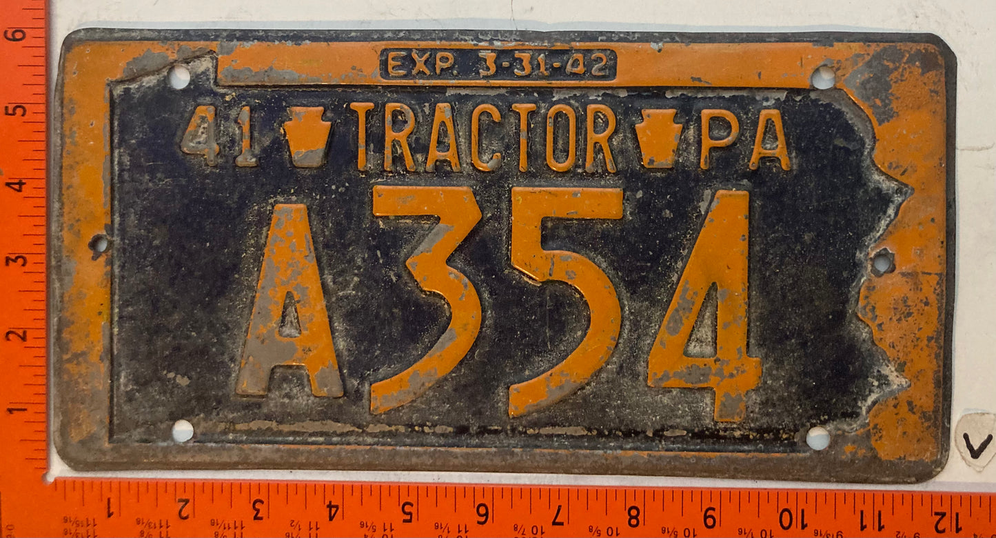 1941 Pennsylvania #A354 Tractor License Plate