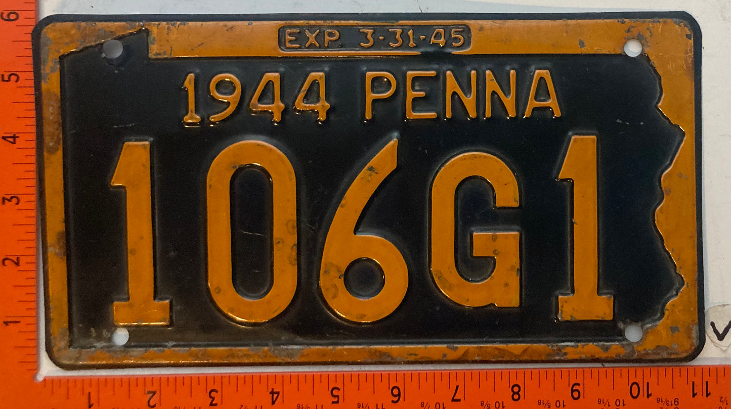 1944 Pennsylvania #106G1 Passenger License Plate