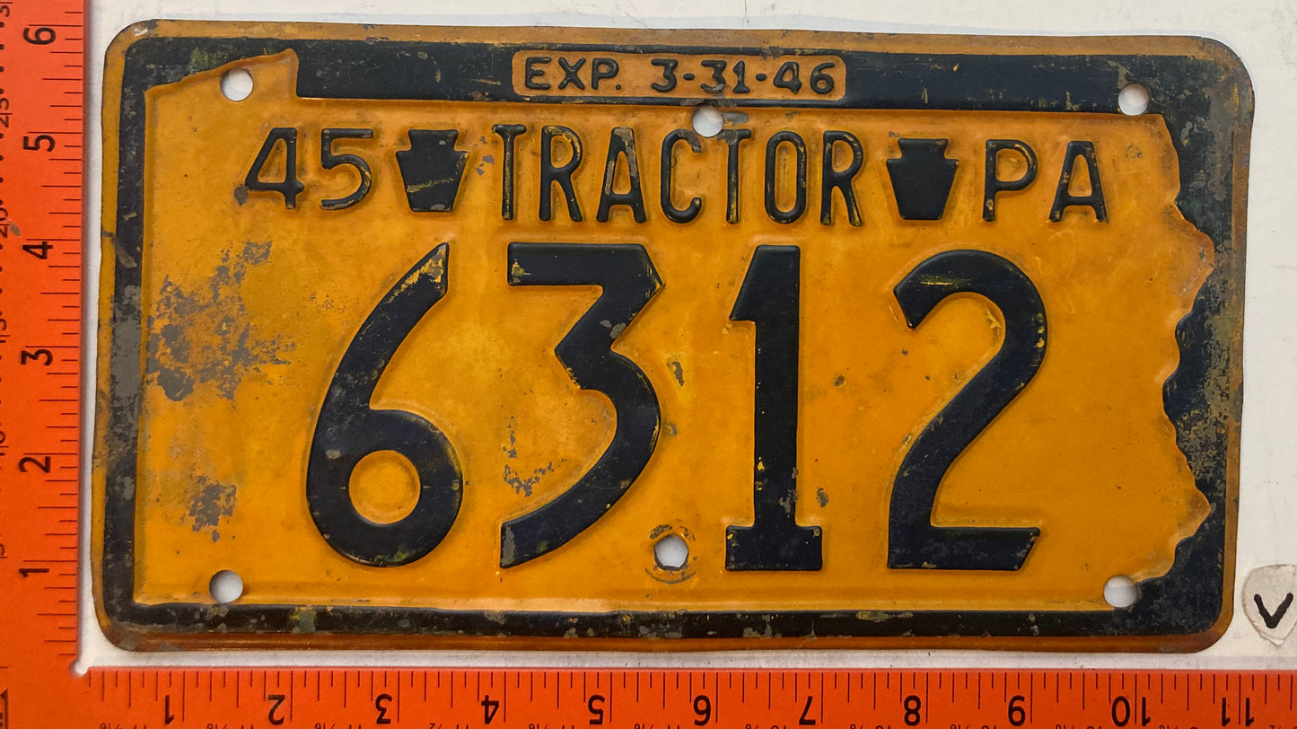 1945 Pennsylvania #6312 Tractor License Plate
