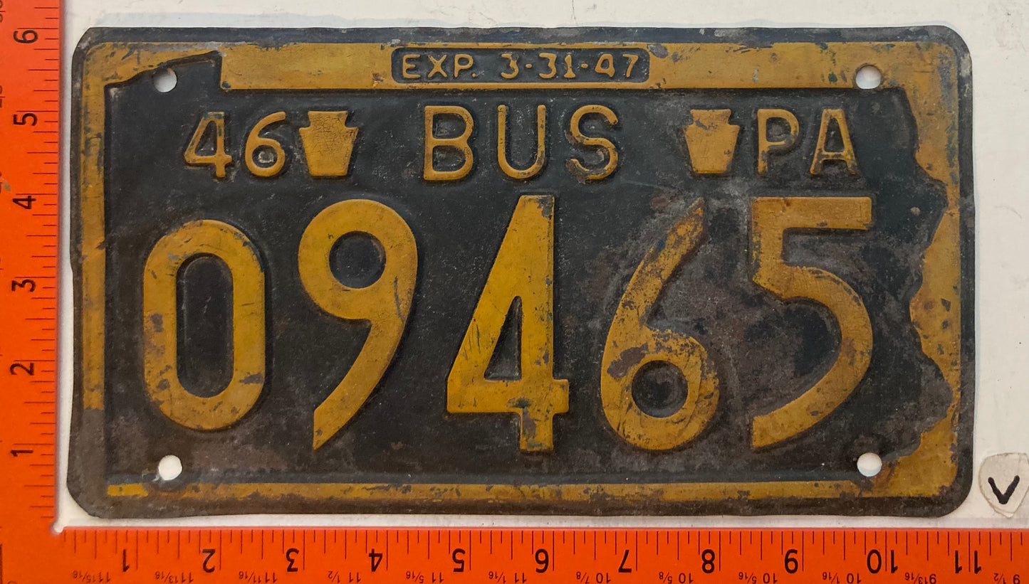 1946 Pennsylvania #O9465 Bus License Plate