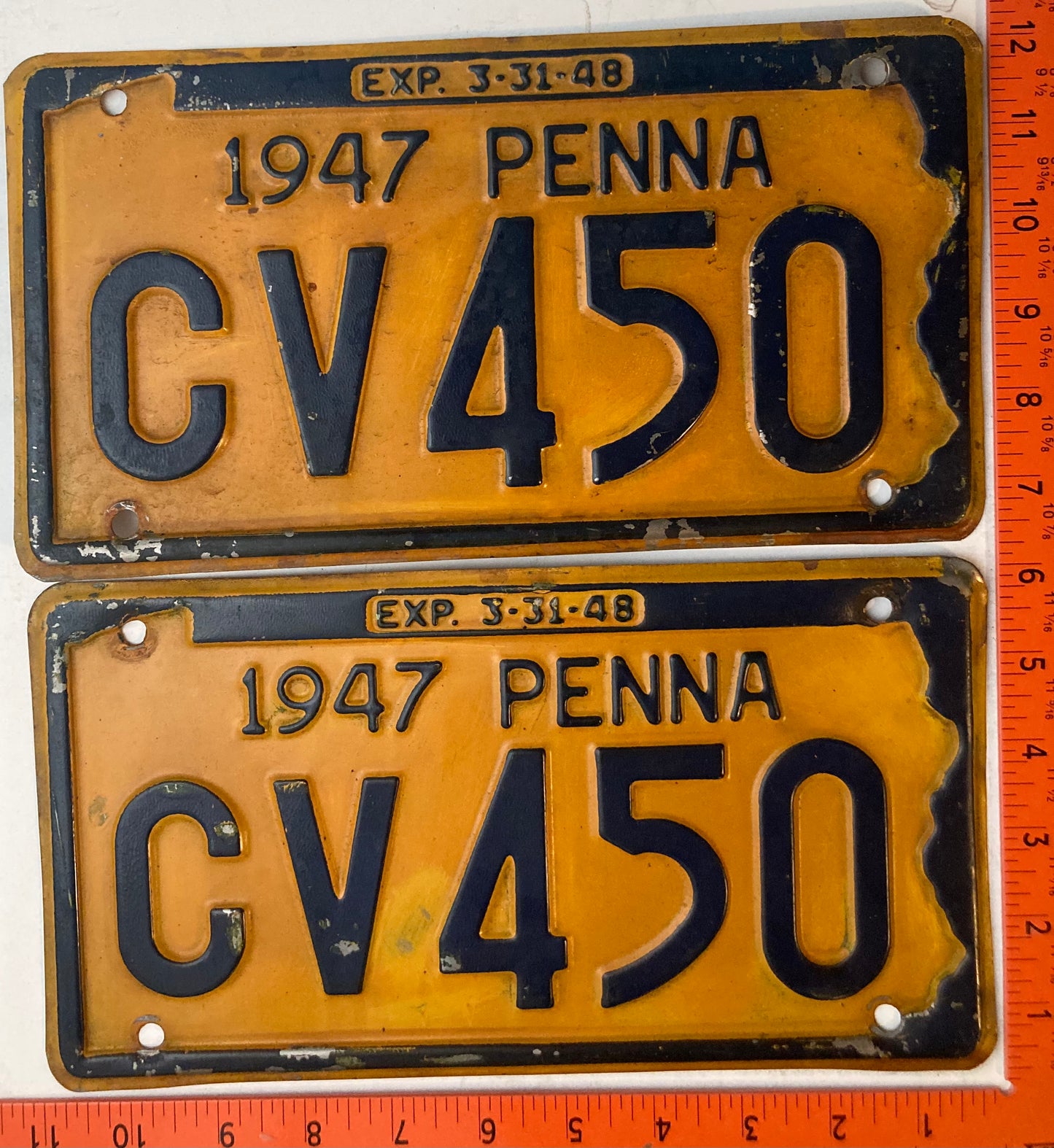 1947 Pennsylvania #CV450 Passenger License Plate (Pair)