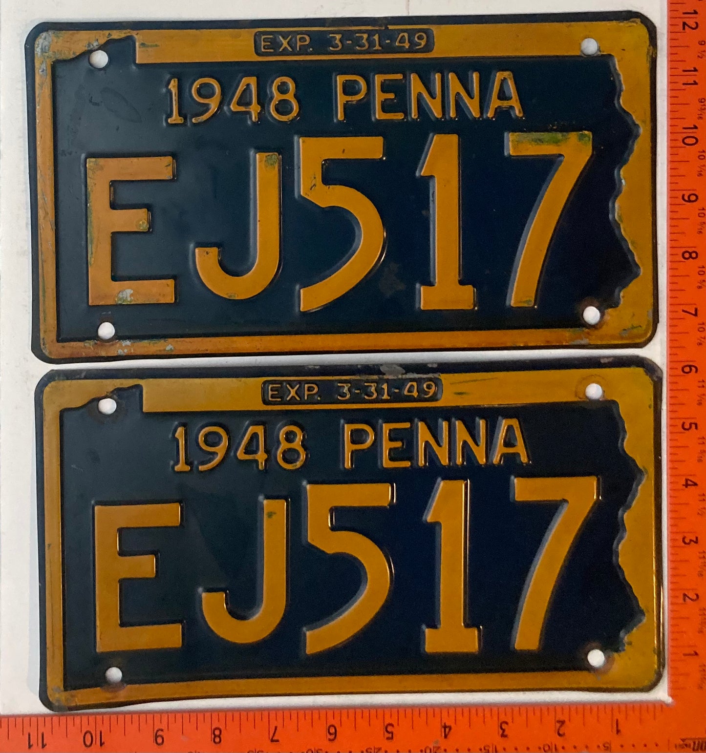 1948 Pennsylvania #EJ517 Passenger License Plate (Pair)