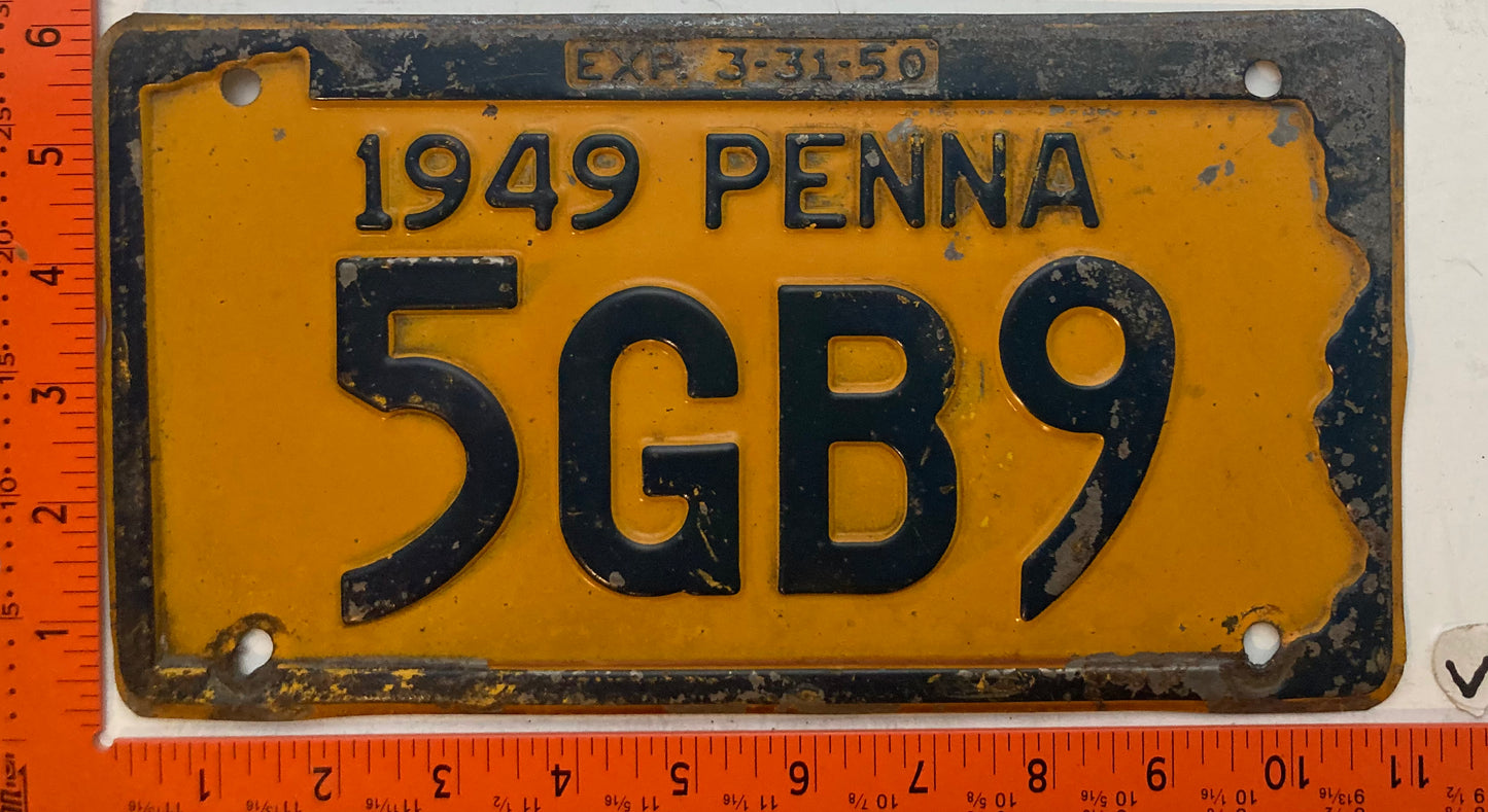1949 Pennsylvania #5GB9 Passenger License Plate