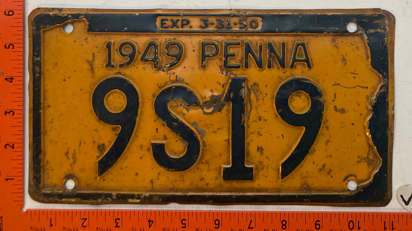 1949 Pennsylvania #9S19 Passenger License Plate
