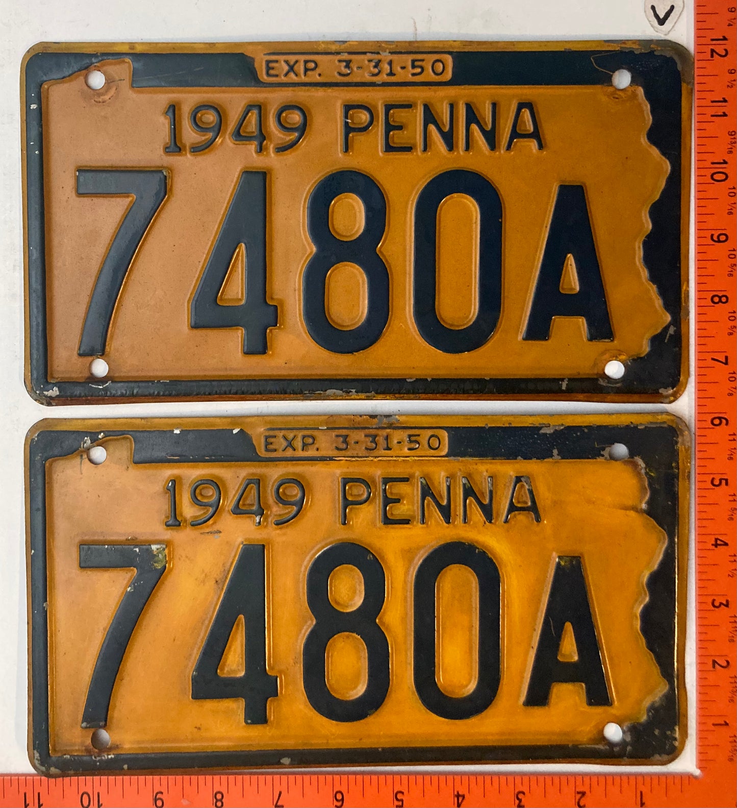 1949 Pennsylvania #7480A Passenger License Plate (Pair)