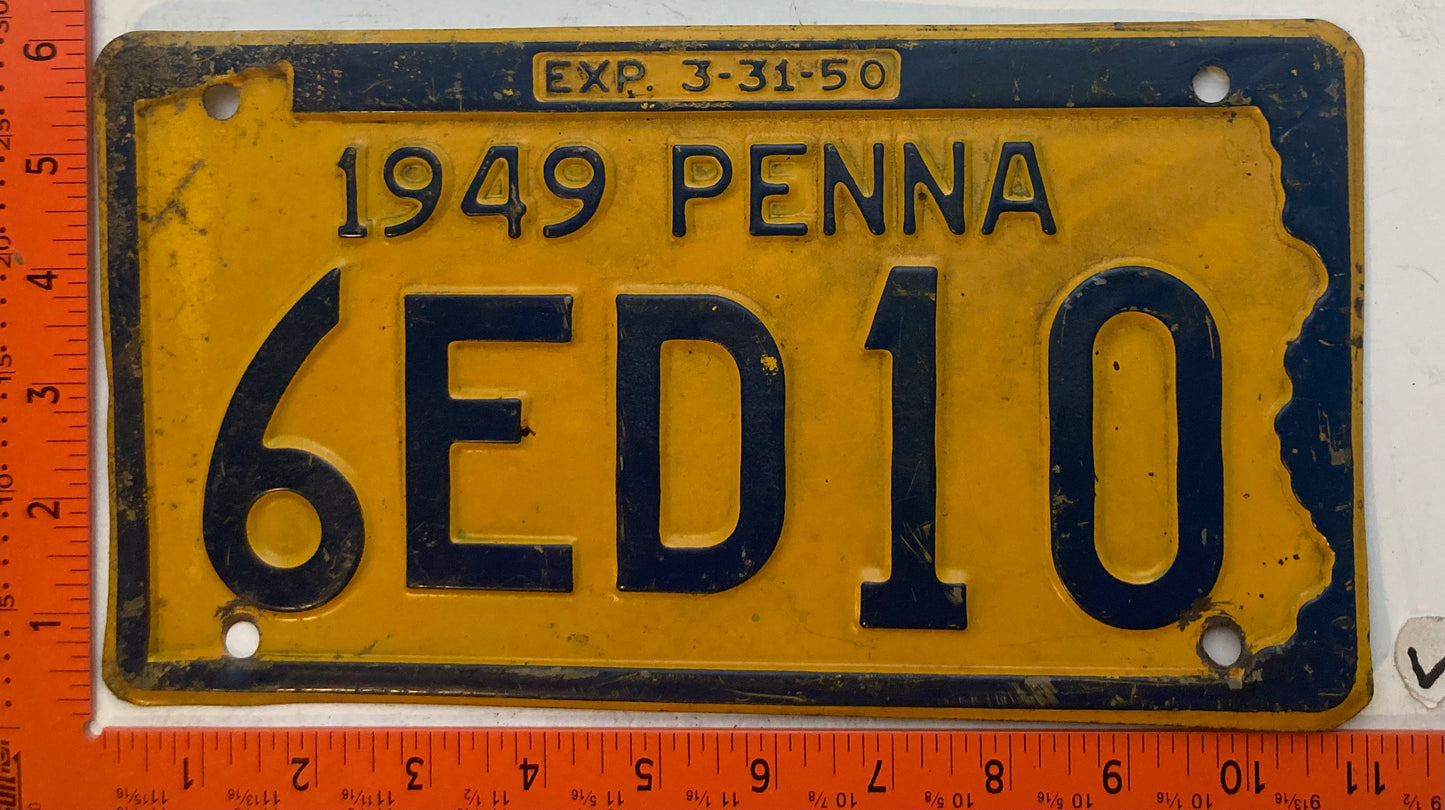 1949 Pennsylvania #6ED10 Passenger License Plate