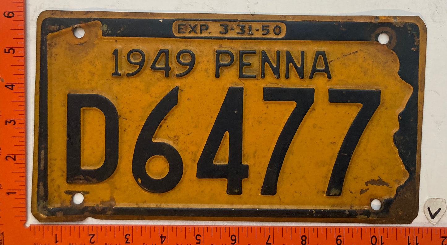 1949 Pennsylvania #D6477 Passenger License Plate