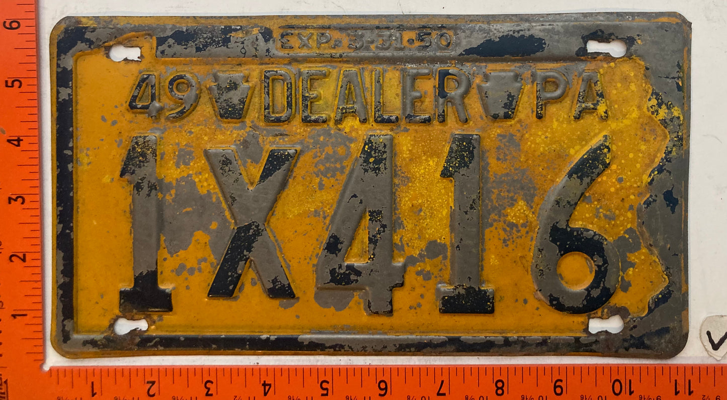 1949 Pennsylvania #1X416 Dealer License Plate