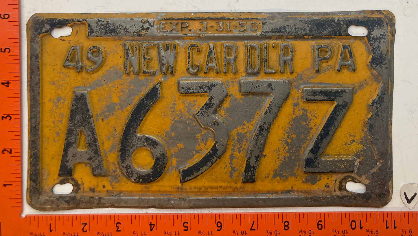 1949 Pennsylvania #A637Z New Car Dealer License Plate