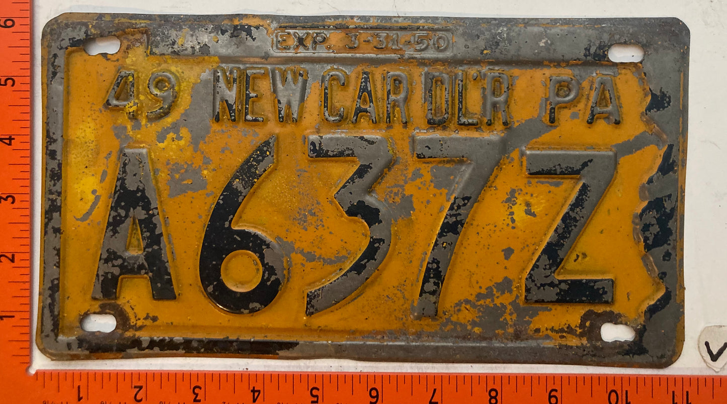 1949 Pennsylvania #A637Z New Car Dealer License Plate