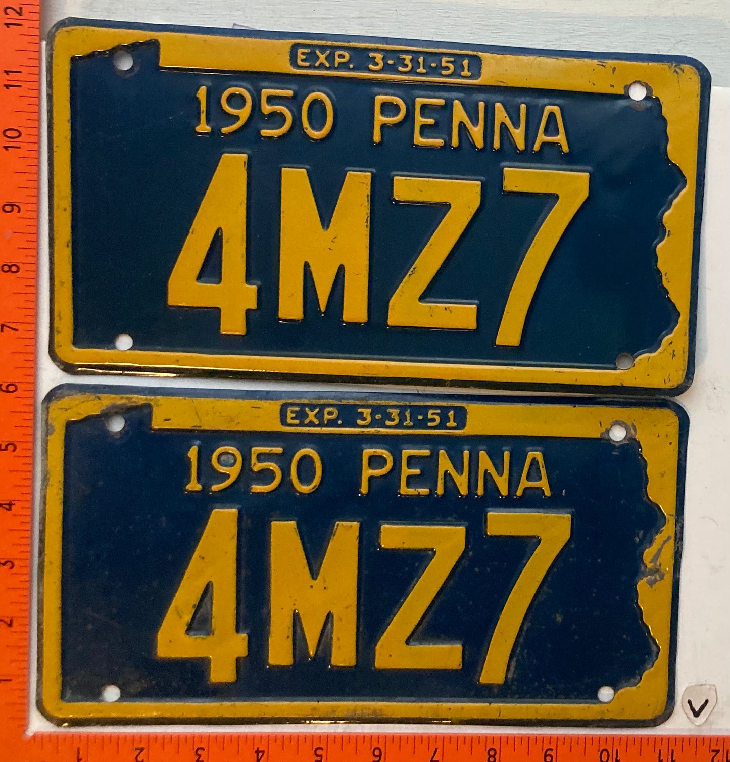 1950 Pennsylvania #4MZ7 Passenger License Plate (Pair)