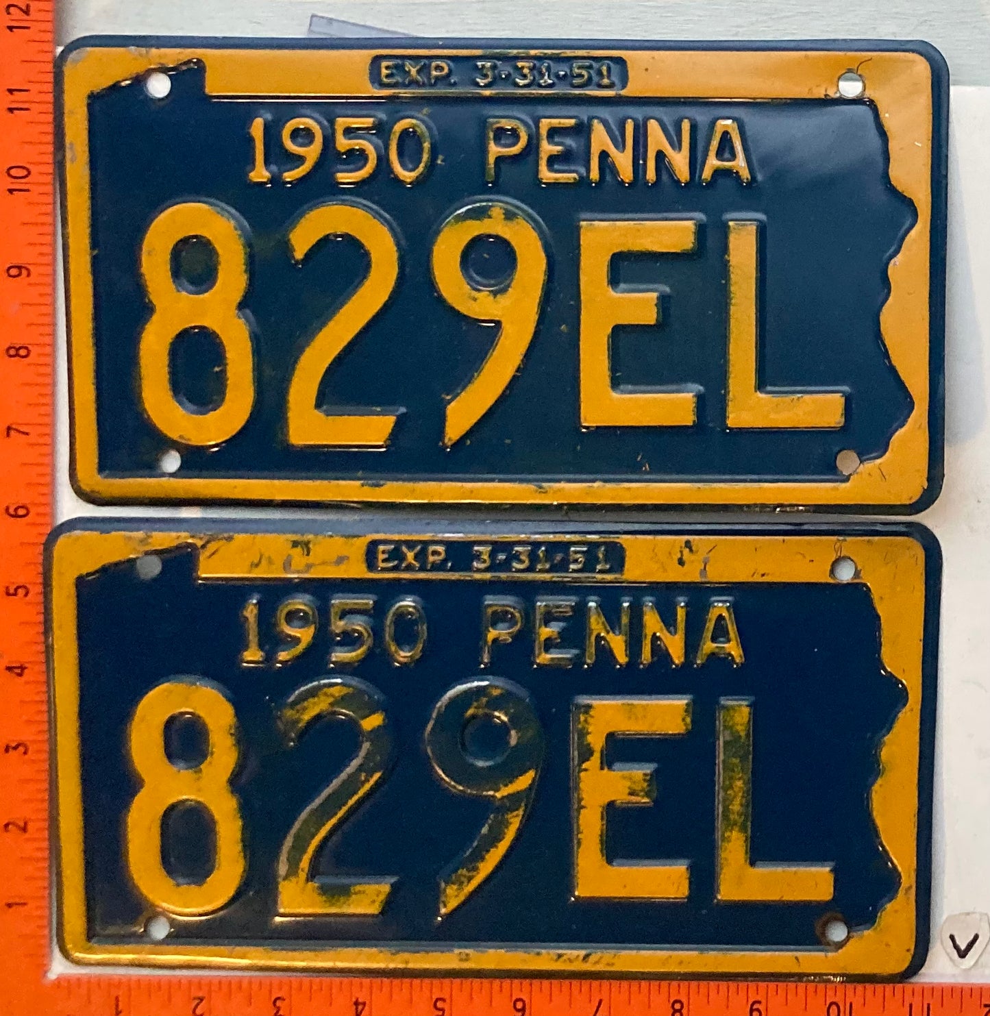 1950 Pennsylvania #829EL Passenger License Plate (Pair)