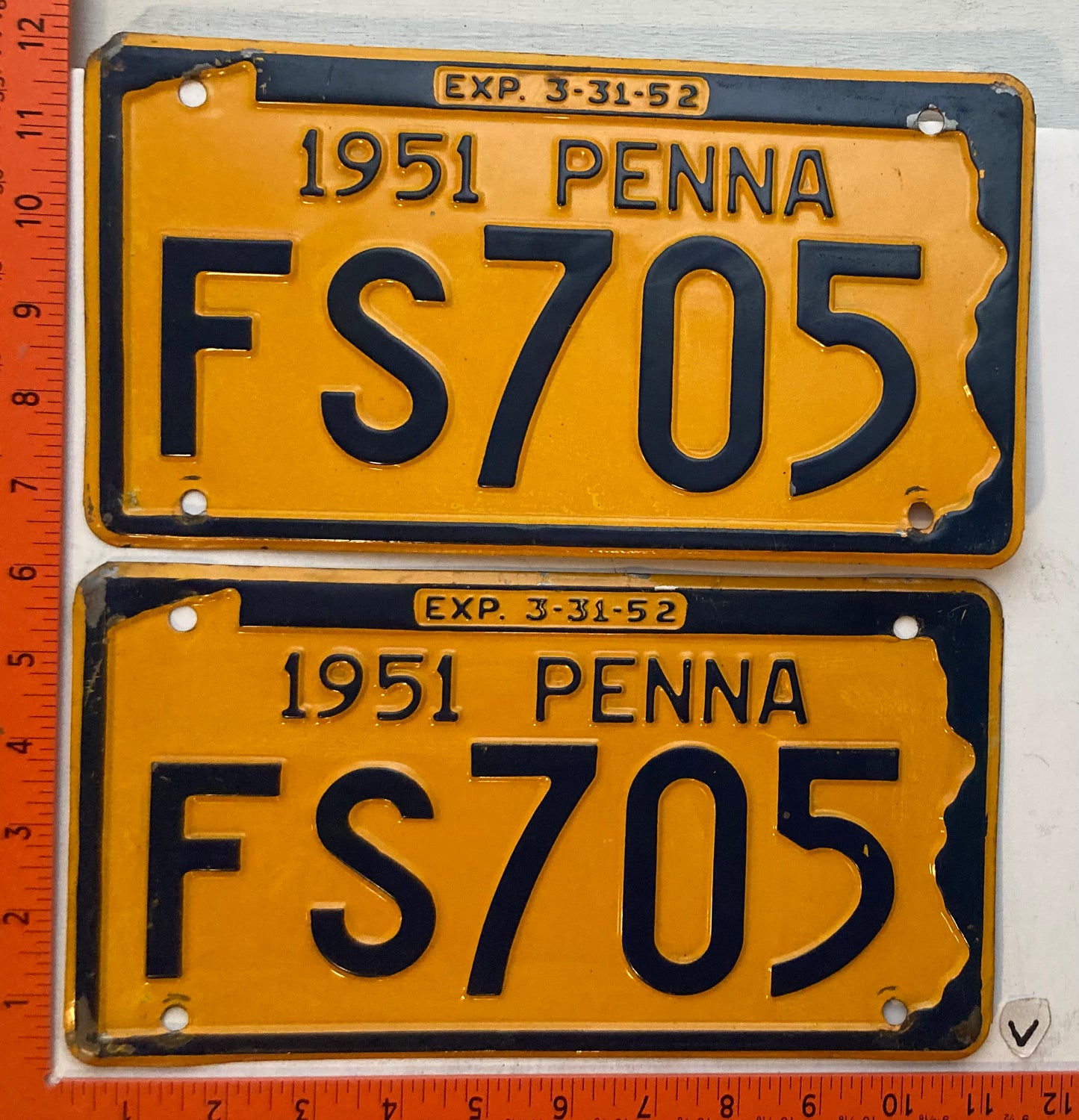 1951 Pennsylvania #FS705 Passenger License Plate (Pair)