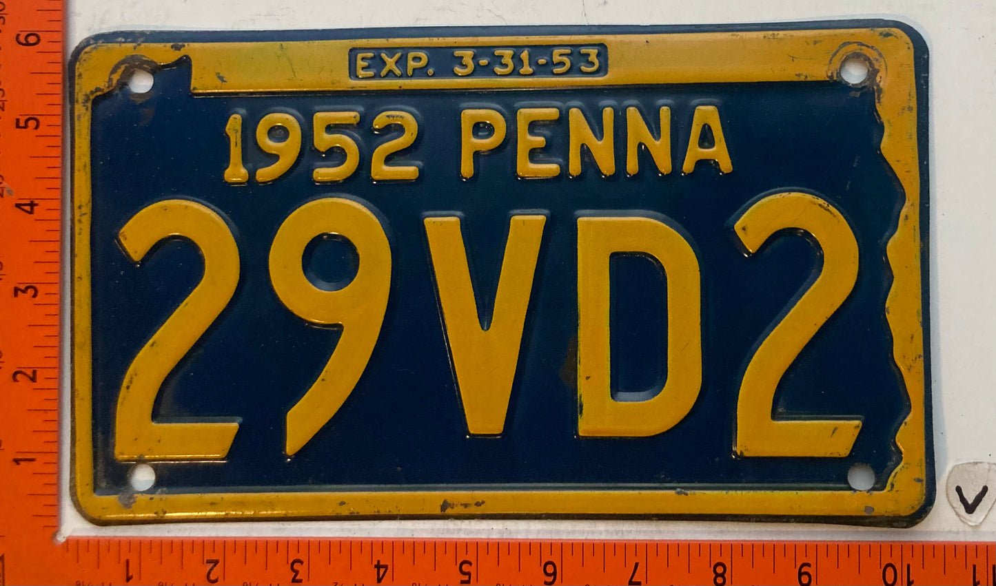 1952 Pennsylvania #29VD2 Passenger License Plate