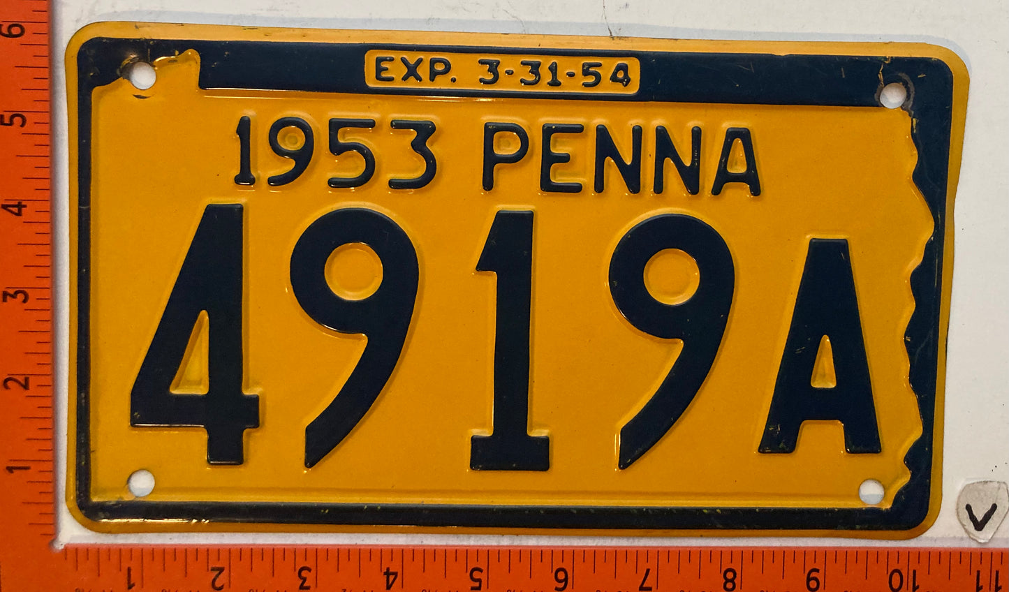 1953 Pennsylvania #4919A Passenger License Plate