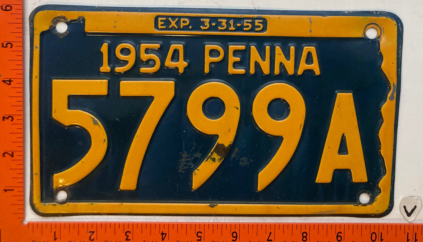 1954 Pennsylvania #5799A Passenger License Plate