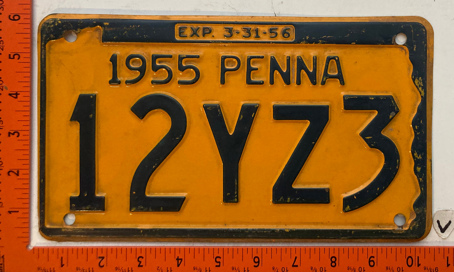 1955 Pennsylvania #12YZ3 Passenger License Plate
