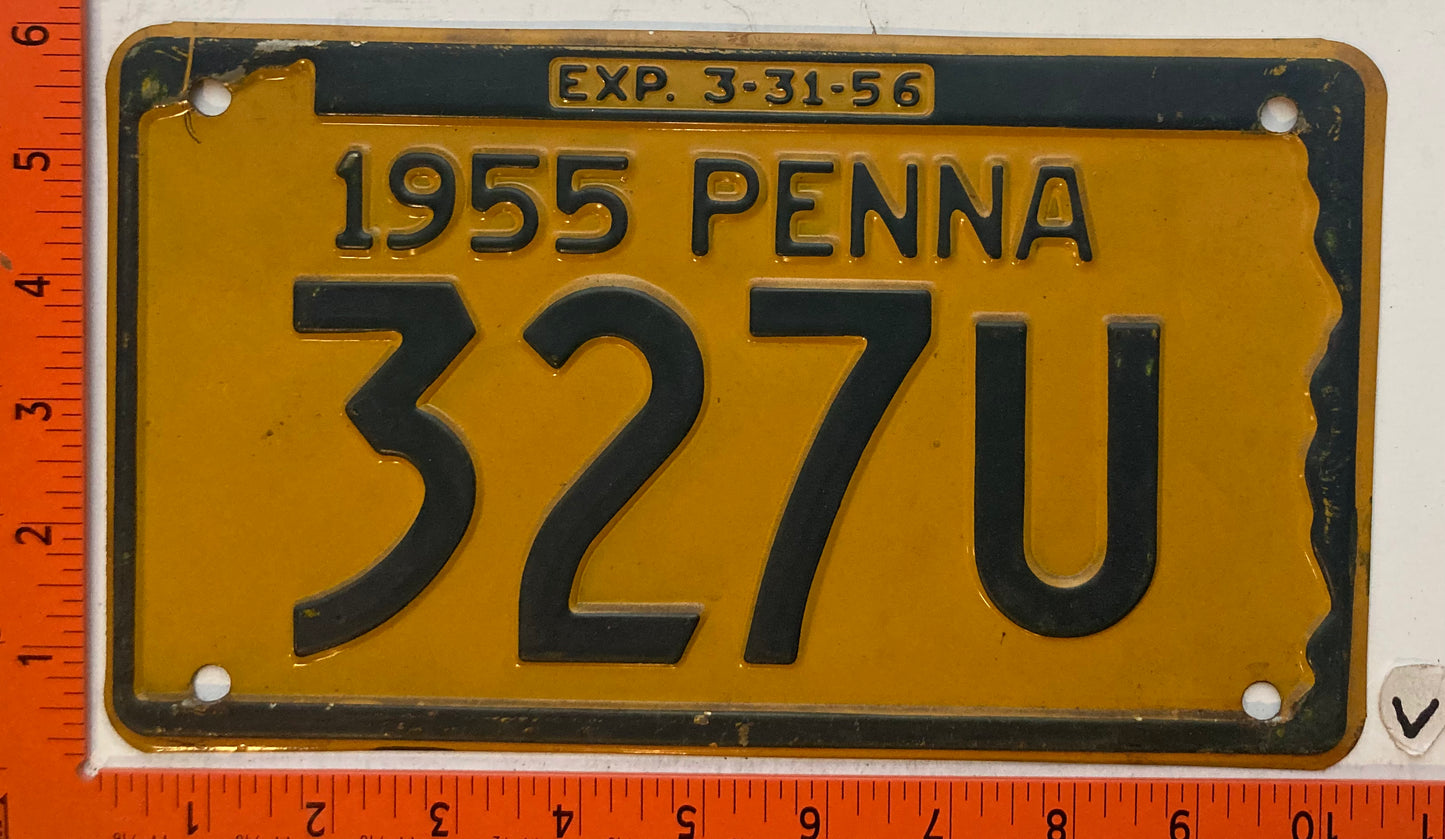 1955 Pennsylvania #327U Passenger License Plate