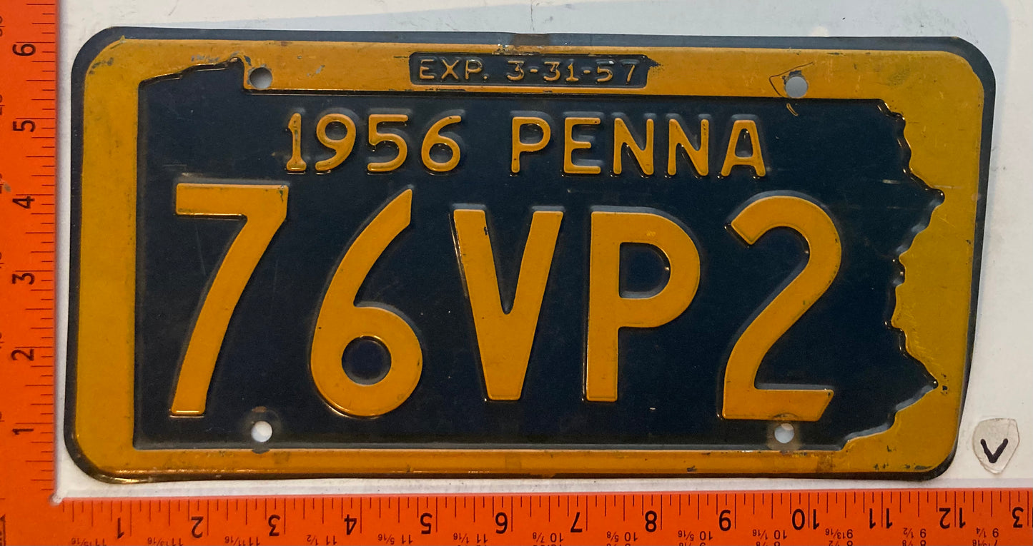 1956 Pennsylvania #76VP2 Passenger License Plate
