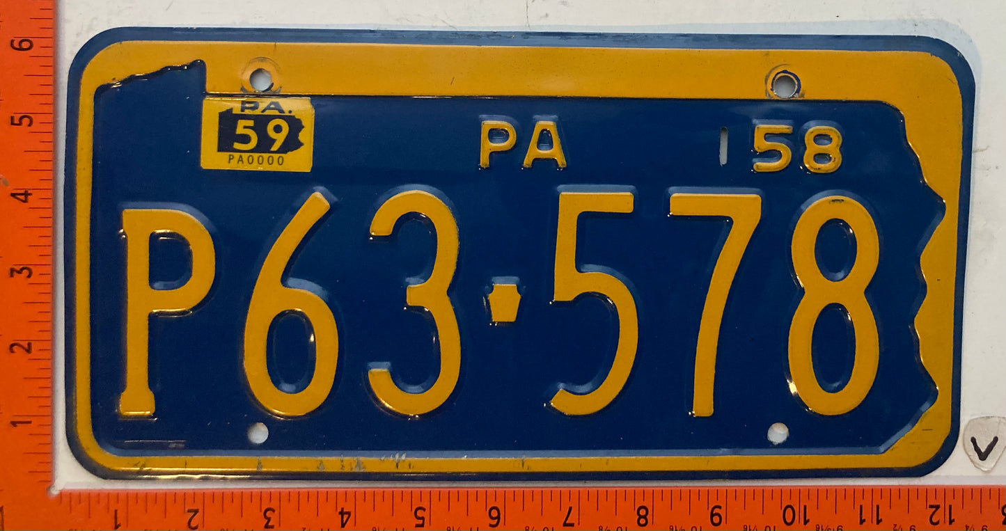 1959 Pennsylvania #P63-578 Passenger License Plate