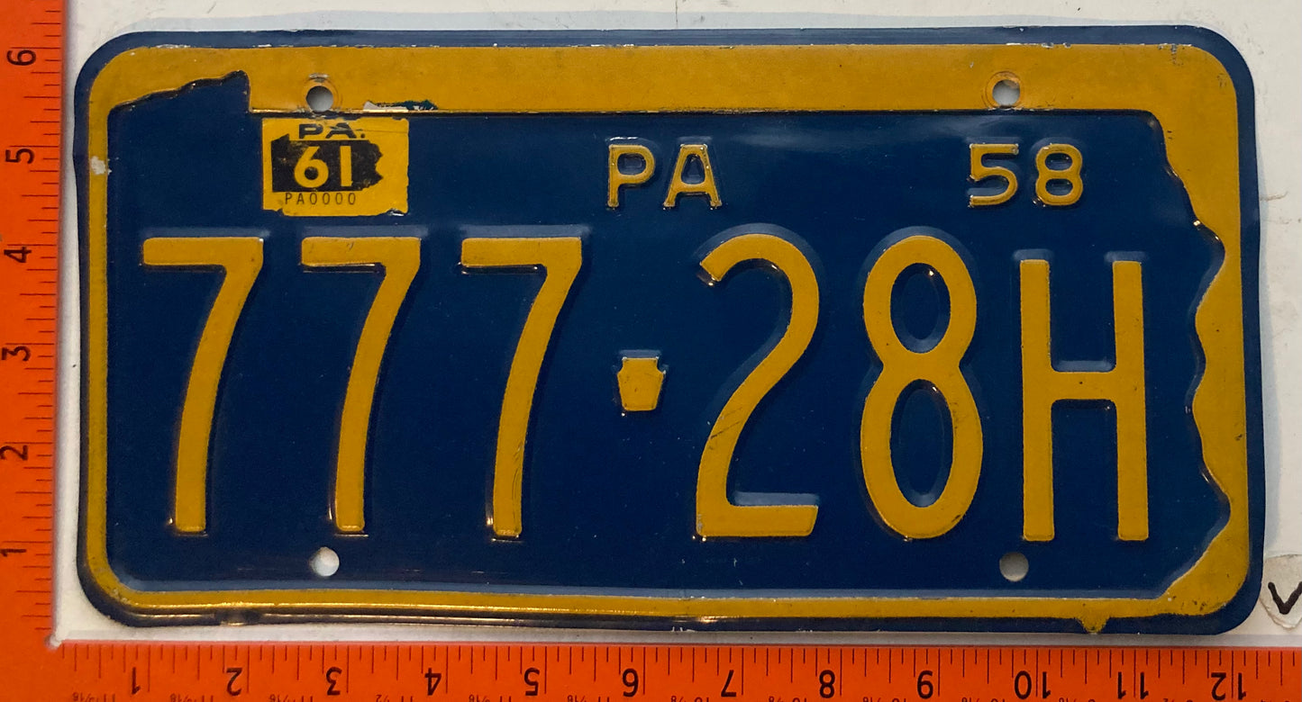 1961 Pennsylvania #777-28H Passenger License Plate