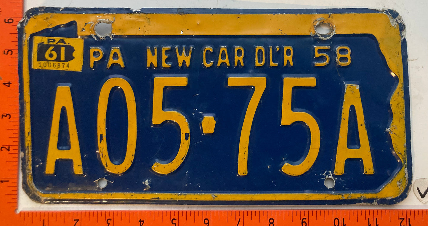 1961 Pennsylvania #A05-75A New Car Dealer License Plate