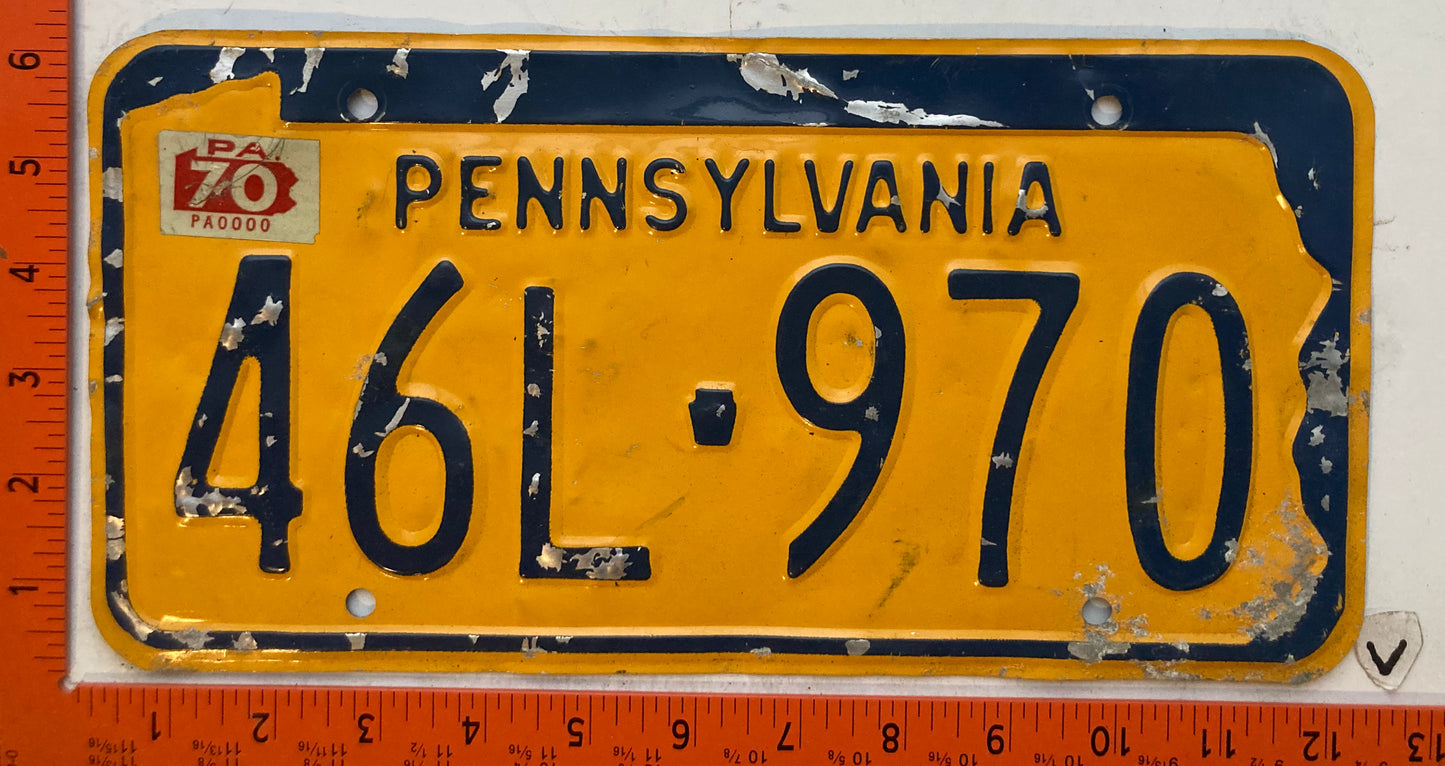 1970 Pennsylvania #46L-970 Passenger License Plate