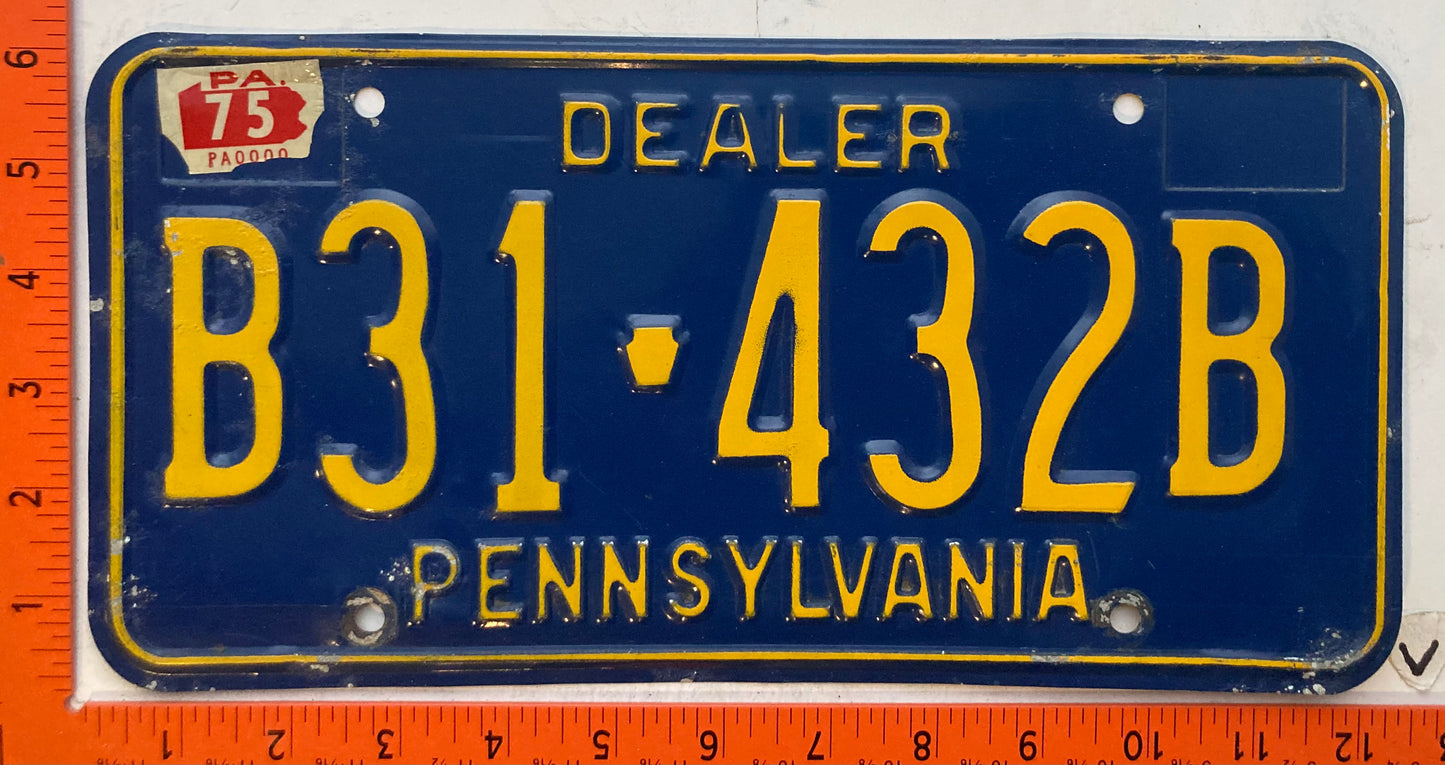 1975 Pennsylvania #B31-432B Dealer License Plate