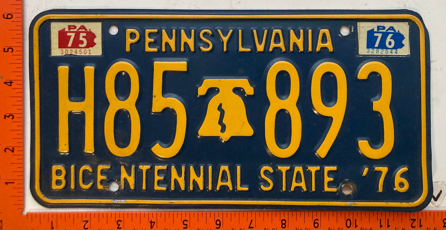 1976 Pennsylvania #H85-893 Passenger License Plate