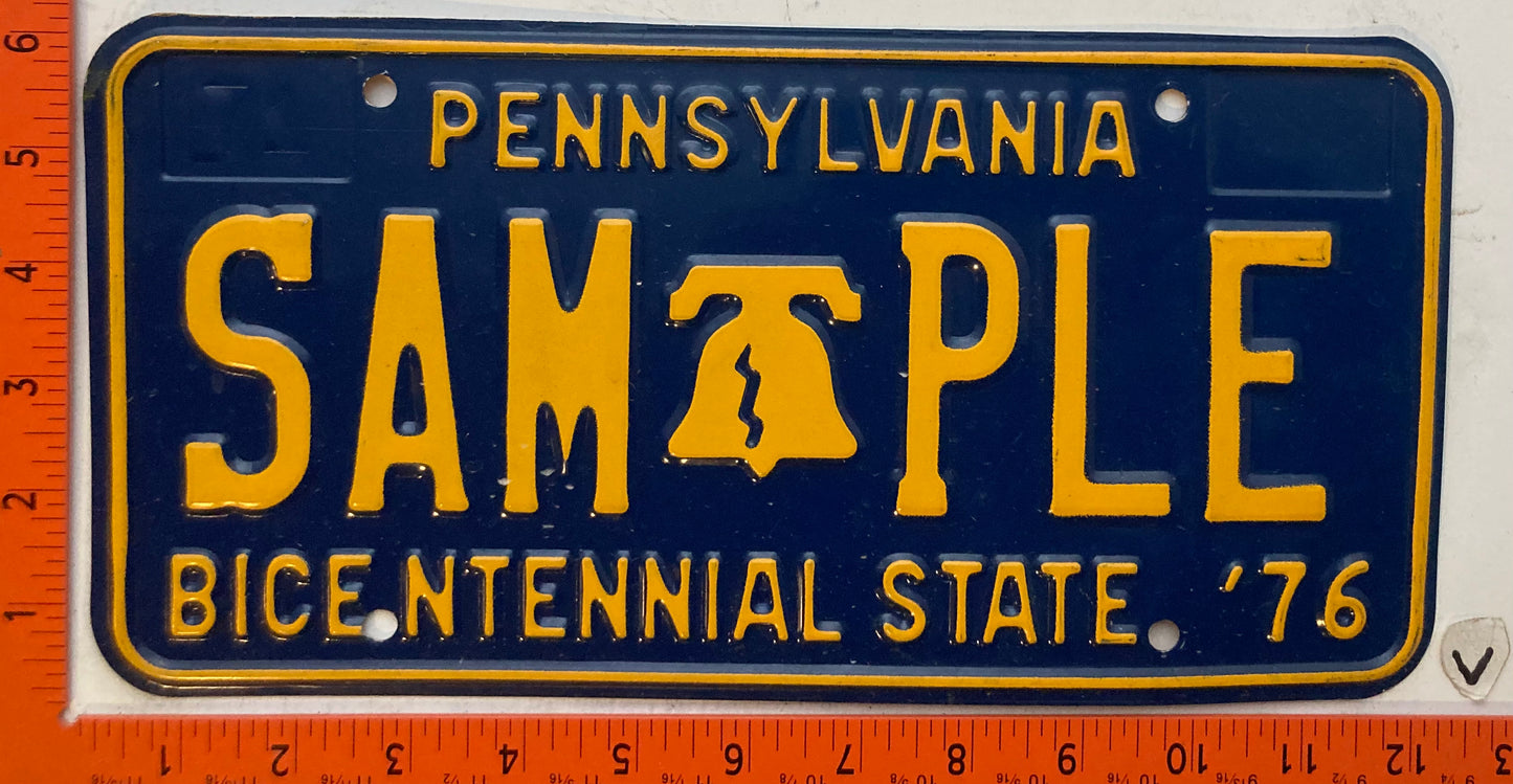1976 Pennsylvania #SAM-PLE Sample Passenger License Plate