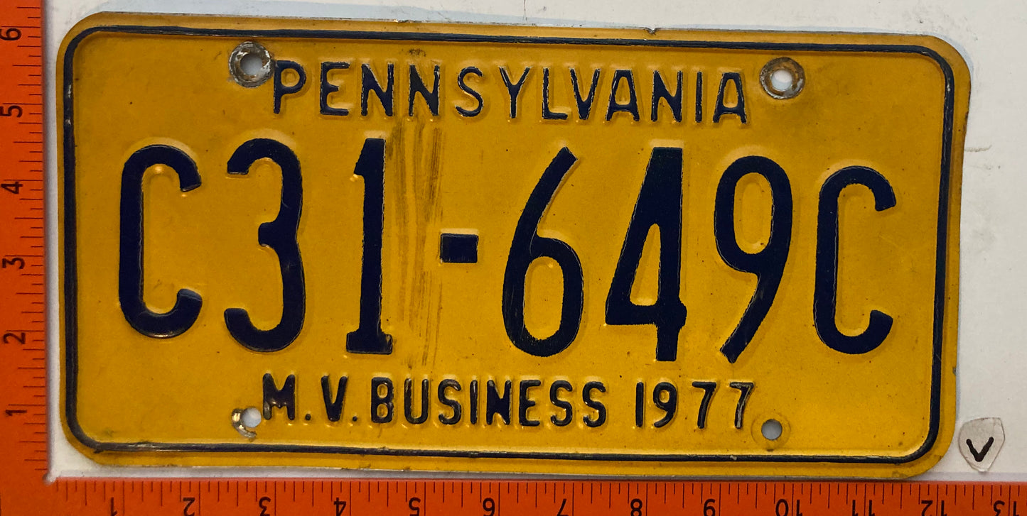 1977 Pennsylvania #C31-649C Motor Vehicle Business License Plate