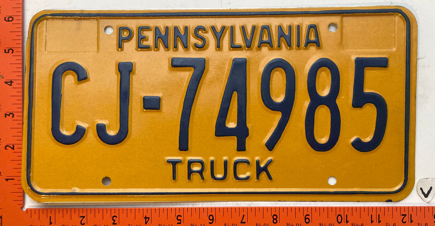 1977 Pennsylvania #CJ 74985 Truck License Plate