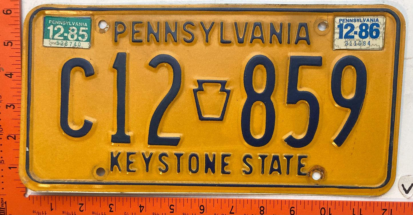 1985/1986 Pennsylvania #C12 859 Passenger License Plate