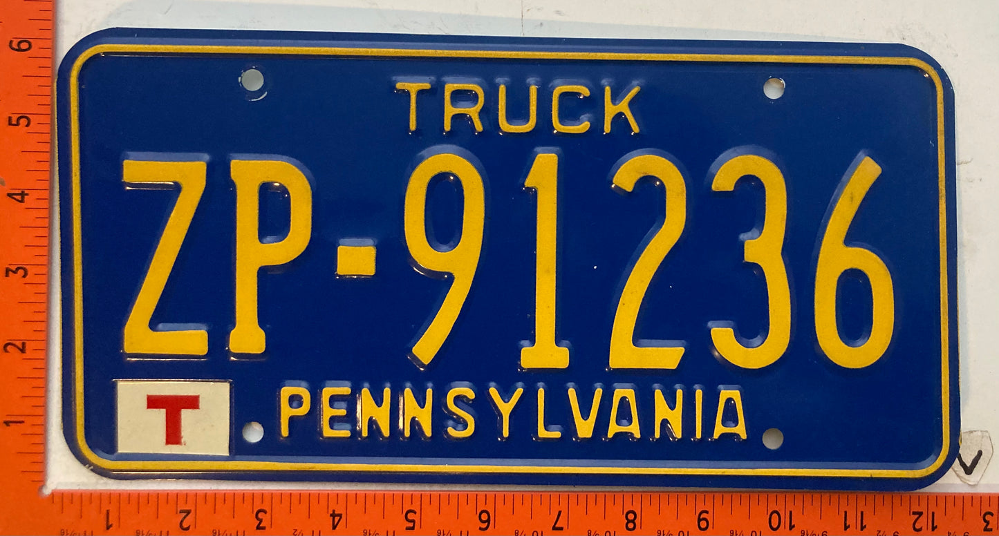 undated Pennsylvania #ZP-91236 Truck License Plate
