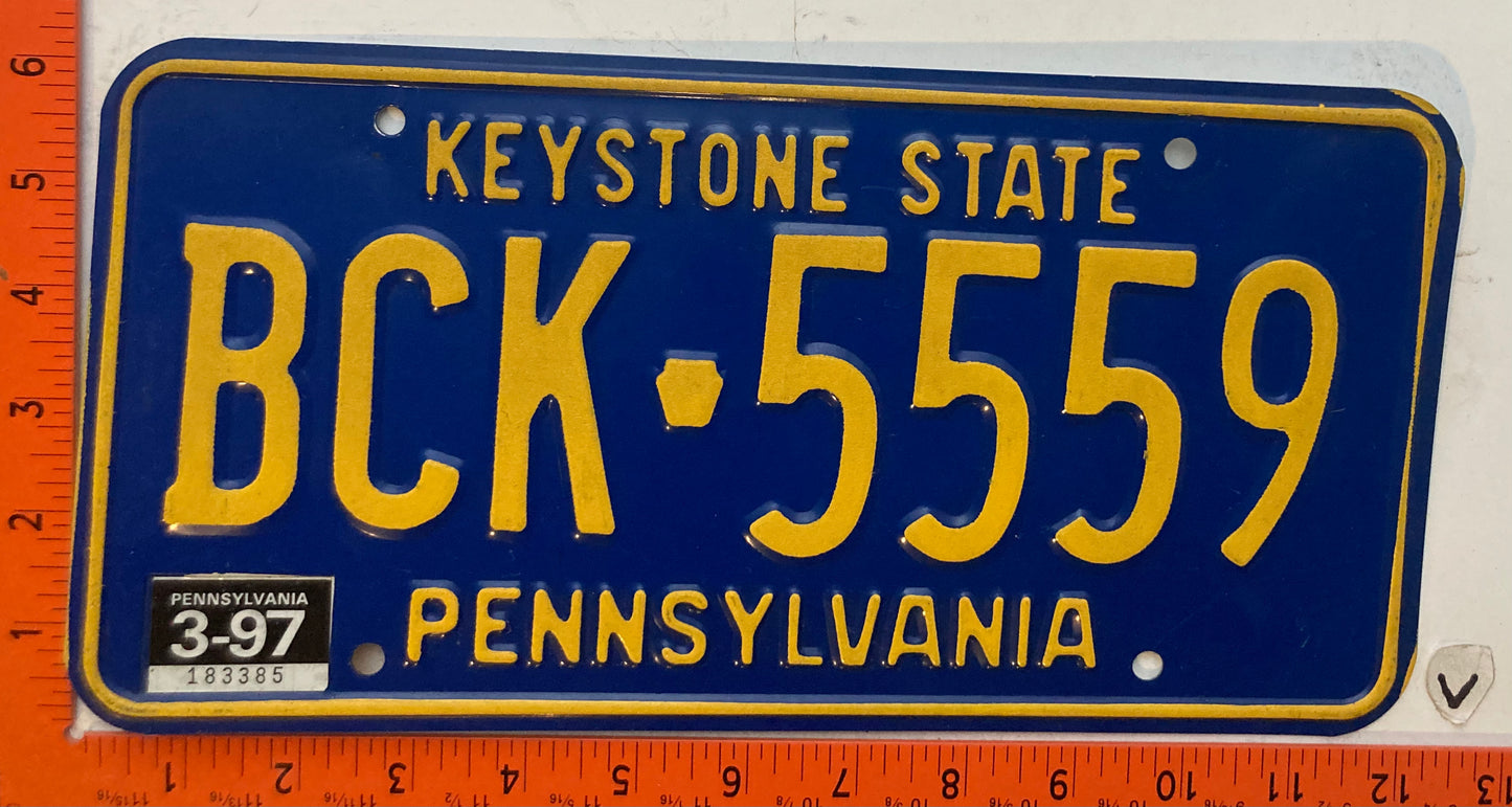 1997 Pennsylvania #BCK 5559 Passenger License Plate