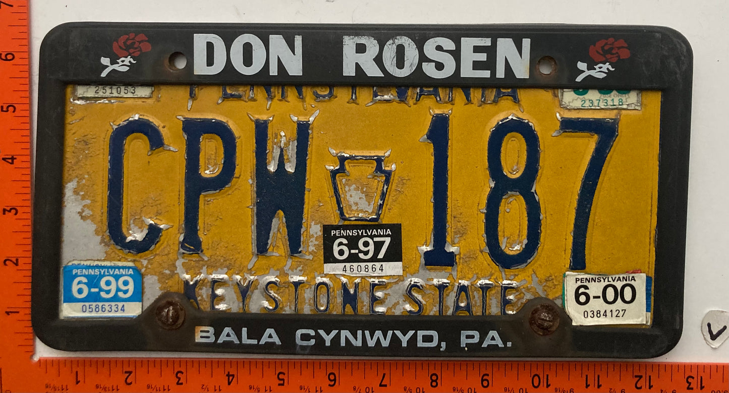 1999/2000 Pennsylvania #CPW 187 Passenger License Plate