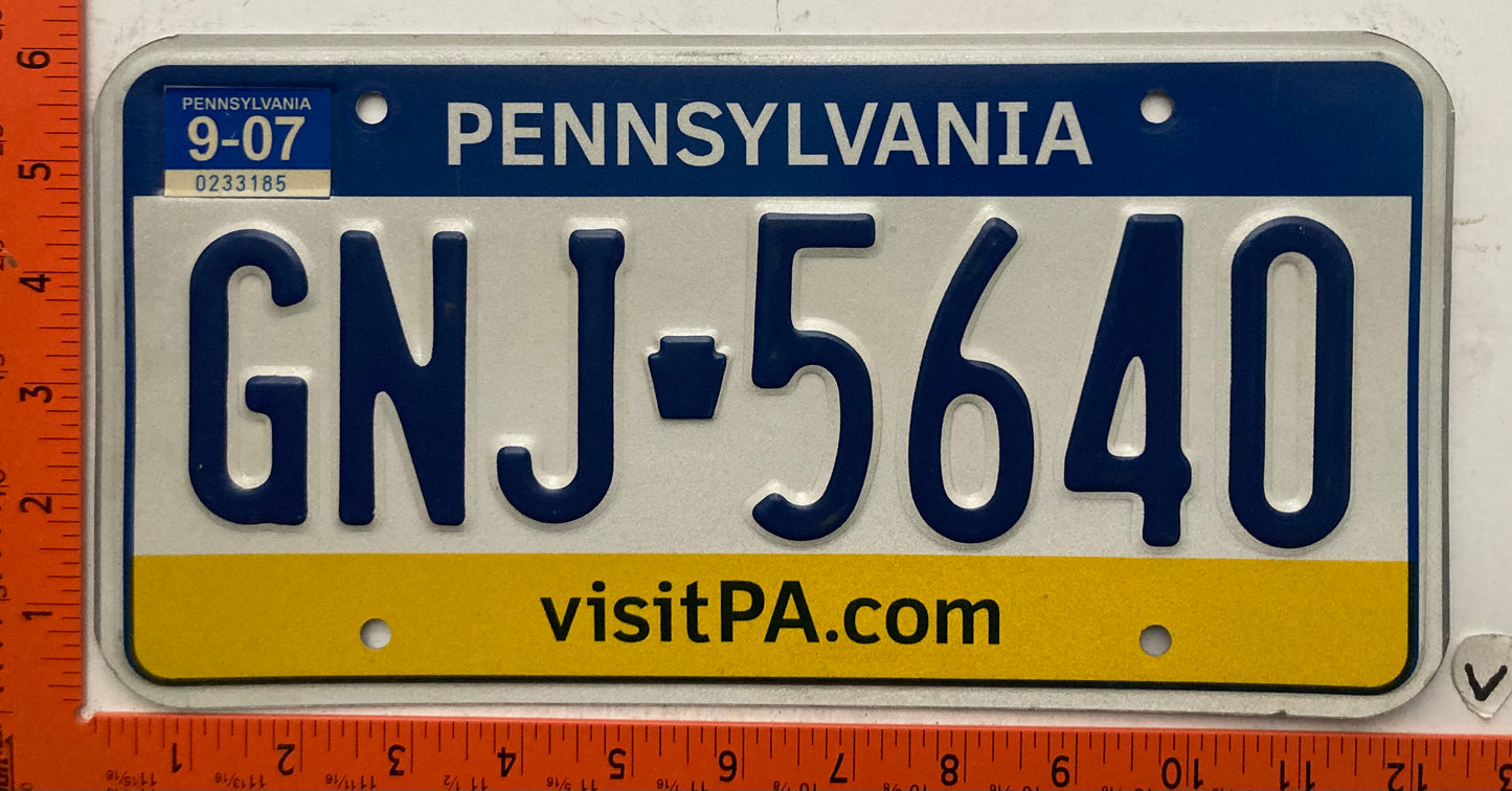 2007 Pennsylvania #GNJ-5640 Passenger License Plate