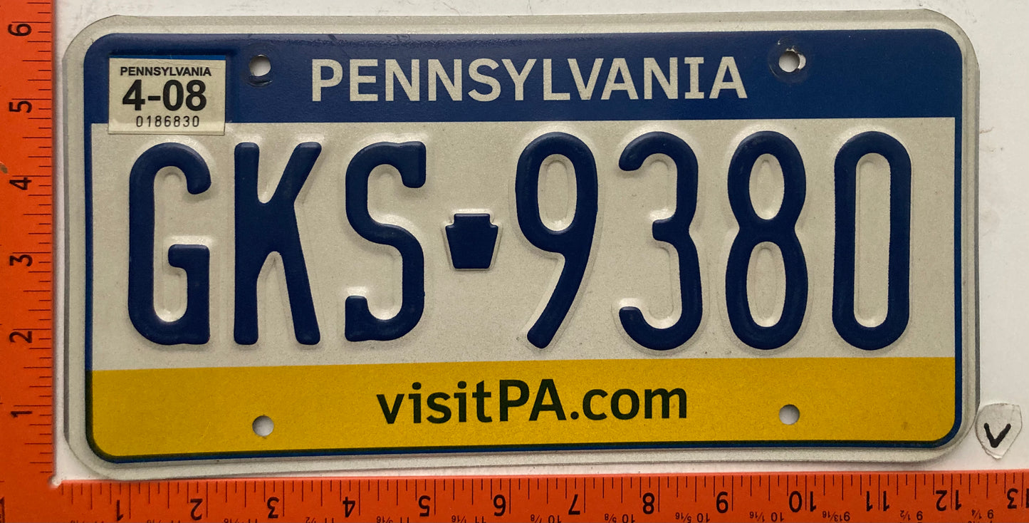 2008 Pennsylvania #GKS-9380 Passenger License Plate