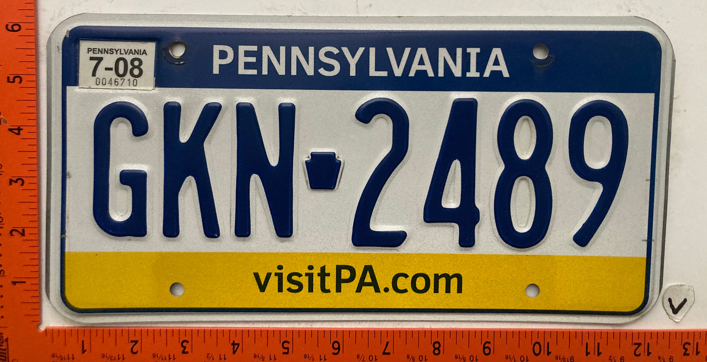 2008 Pennsylvania #GKN-2489 Passenger License Plate