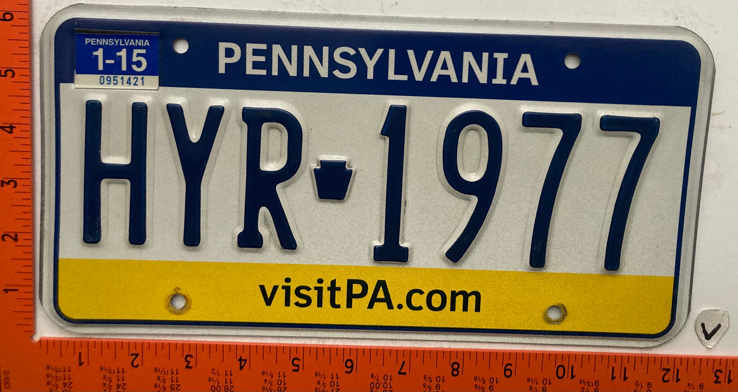 2015 Pennsylvania #HYR-1977 Passenger License Plate
