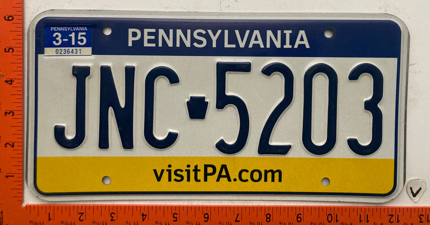 2015 Pennsylvania #JNC-5203 Passenger License Plate
