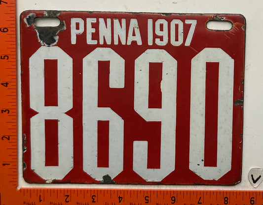 1907 Pennsylvania #8690 Passenger License Plate