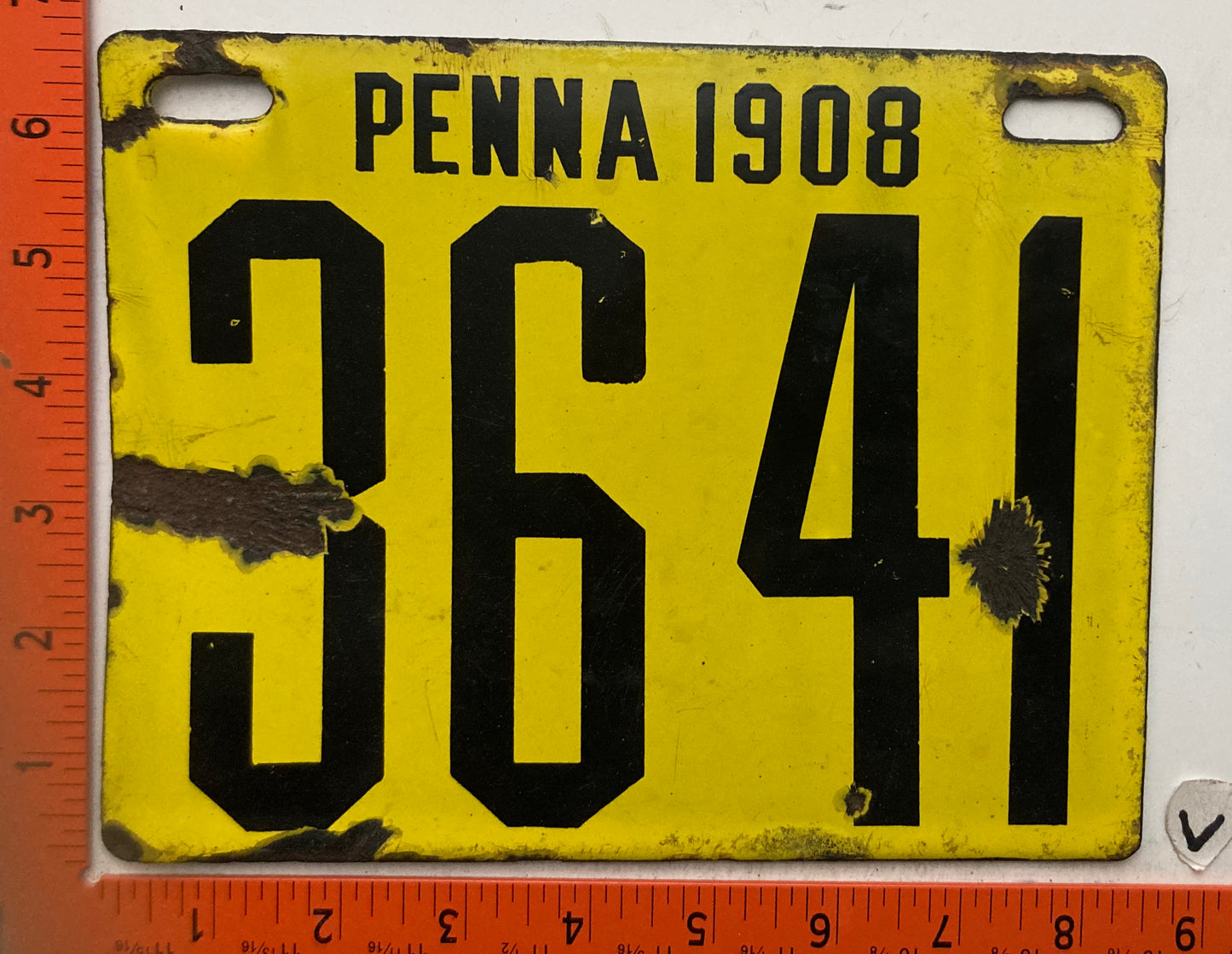 1908 Pennsylvania #3641 Passenger License Plate