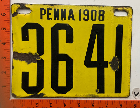 1908 Pennsylvania #3641 Passenger License Plate