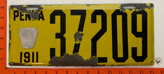 1911 Pennsylvania #37209 Passenger License Plate