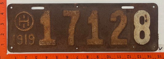 1919 Ohio #17127 Passenger License Plate